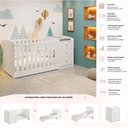 Ver imagem 4 de Berço Multifuncional 4 em 1 com Cômoda Vira Mini Cama MDF 185cm Atlanta Branco Brilho Reller