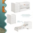 Ver imagem 5 de Berço Multifuncional 4 em 1 com Cômoda Vira Mini Cama MDF 185cm Atlanta Branco Brilho Reller