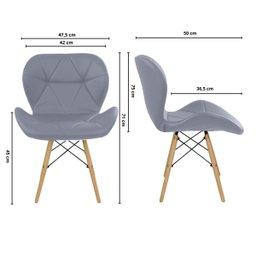 Cadeira Estofada Eiffel Slim Wood Pés de Madeira Cinza - 7