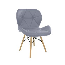 Cadeira Estofada Eiffel Slim Wood Pés de Madeira Cinza - 1