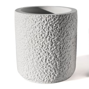Vaso Decorativo Texturizado M Artesanal 10,5cm em Cimento - Branco