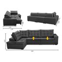 Ver imagem 2 de Sofá de Canto Retrátil e Reclinável com Molas 3,40x2,00 Esq Berlim Suede Cinza Mirra Decor