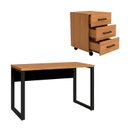 Ver imagem 2 de Conjunto Escrivaninha 140x60cm com Gaveteiro em MDF Industrial Marrom