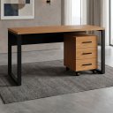 Ver imagem 1 de Conjunto Escrivaninha 140x60cm com Gaveteiro em MDF Industrial Marrom