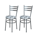Ver imagem 1 de 2 Cadeiras para Mesa Epoxi Preta Craqueada Assento Floral:floral Branco