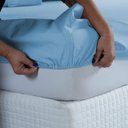 Ver imagem 2 de Roupa Cama Casal 300 Fios Lençol com Elástico de Algodão:azul Bebe