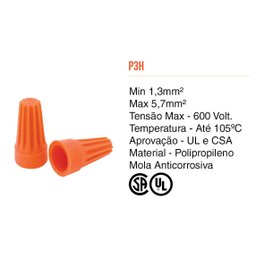 1000x Conector De Torção Emenda Fios Cabos Laranja Até 5,7mm - 3