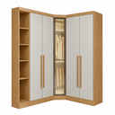 Ver imagem 2 de Guarda-Roupa Modulado Canto Oblíquo Reflecta com LED 5 Portas e Cantoneira MDF Cairo Marrom/Fendi