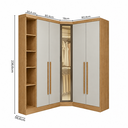Ver imagem 3 de Guarda-Roupa Modulado Canto Oblíquo Reflecta com LED 5 Portas e Cantoneira MDF Cairo Marrom/Fendi