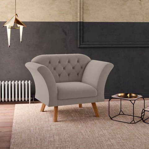 Poltrona Cecilia para Sala Tecido Inca Sépia Framar 97cm