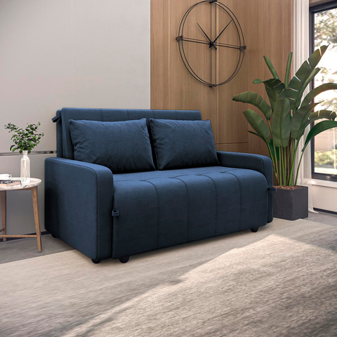 Sofá Cama para Sala de Estar Amora New Veludo Matrix - Azul