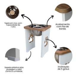 Comedouro Elevado Pet Cachorro Grande Mdf - 30 Cm - 4