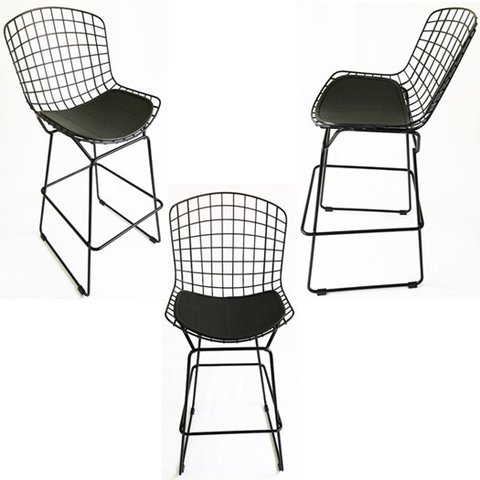 Kit 3 Banquetas BERTÓIA preta altura 60cm - Poltronas do Sul