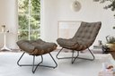 Ver imagem 1 de Poltrona Costela Decorativa com Puff Madeira Eva Preto -marrom