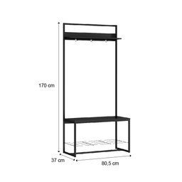 Estante Cabideiro Carraro Tubo e Banco Preto Fosco - 2