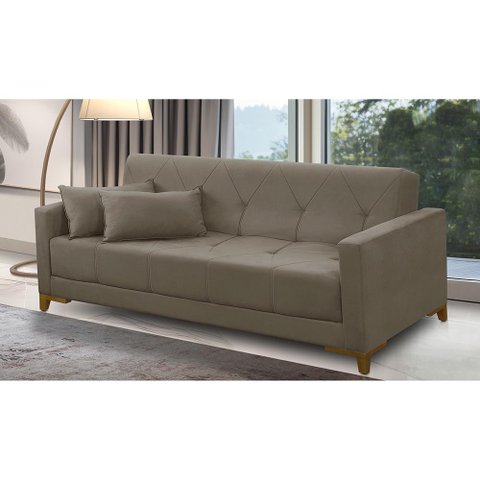 Sofá Cama 3 Lugares 2,00m Aurora Suede Adonai Estofados