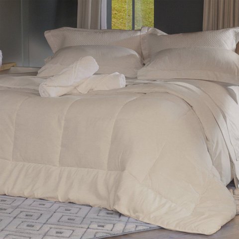 Edredom King Toque de Plumas Suíte 100% Poliéster 260x280cm Tessi Amendoa