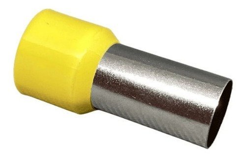 50x Kit Terminal Tubular Ilhós 70mm Amarelo Pré Isolado