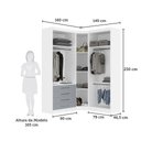Ver imagem 4 de Guarda Roupas Modulado de Canto Diagonal 3 Peças com 5 Portas e 4 Gavetas Alpes Luciane Móveis