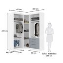Ver imagem 3 de Guarda Roupas Modulado de Canto Diagonal 3 Peças com 5 Portas e 4 Gavetas Alpes Luciane Móveis