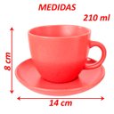 Ver imagem 4 de Conjunto Xícaras com Pires 12pçs Vermelho em Cerâmica 210ml