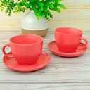 Ver imagem 2 de Conjunto Xícaras com Pires 12pçs Vermelho em Cerâmica 210ml