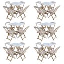 Ver imagem 1 de Kit 6 Conjuntos de Mesa com 4 Cadeiras de Madeira Dobrável 70x70 sem Pintura/Crua