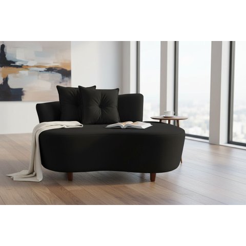 Namoradeira Sofá Feijão Suria 150cm Orgânica Suede Preto