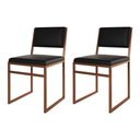 Ver imagem 1 de Kit 2 Cadeiras de Jantar Industrial Isa Assento Corino Preto Base Cobre