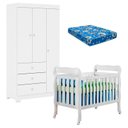 Ver imagem 1 de Berço Americano Lila e Guarda Roupa Duda 3 Portas Branco Brilho com Colchão Ortobom – Phoenix Baby