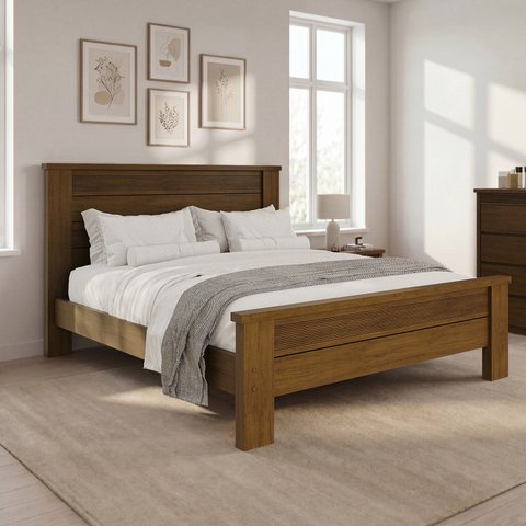 Cama Queen Paolo em MDF com Cabeceira Frisada Âmbar