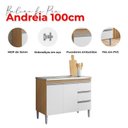 Ver imagem 4 de Balcão de Pia 100cm e Armário Aéreo Andréia 3 Portas Amêndoa Branco - Ajl