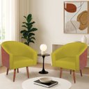Ver imagem 1 de Kit 2 Poltronas Jade Decorativa Moderna Sala de Estar Quarto Escritório Conforto Pés Palito Corano N