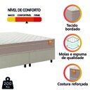 Ver imagem 5 de Cama Box Casal Queen Colchão Molas Qatar 158x198x60cm Bege/branco Inducol