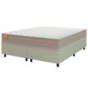 Ver imagem 1 de Cama Box Casal Queen Colchão Molas Qatar 158x198x60cm Bege/branco Inducol