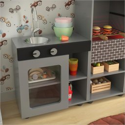 Cozinha Churrasqueira Infantil Mini Chefe com Fogão e Led Cinza Ofertamo - 7