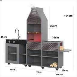 Cozinha Churrasqueira Infantil Mini Chefe com Fogão e Led Cinza Ofertamo - 10