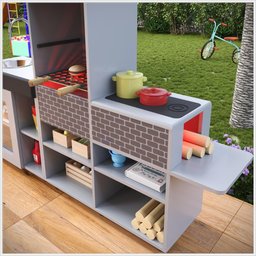 Cozinha Churrasqueira Infantil Mini Chefe com Fogão e Led Cinza Ofertamo - 3