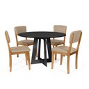 Ver imagem 1 de Mesa de Jantar Redonda Montreal Preta com 4 Cadeiras Estofadas Ella Bege