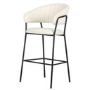 Ver imagem 1 de Banqueta Alta Mara Rivatti 107,50 Cm (altura) Estofado em Bouclé Off White e Base em Aço Preto