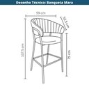 Ver imagem 5 de Banqueta Alta Mara Rivatti 107,50 Cm (altura) Estofado em Bouclé Off White e Base em Aço Preto