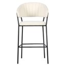 Ver imagem 2 de Banqueta Alta Mara Rivatti 107,50 Cm (altura) Estofado em Bouclé Off White e Base em Aço Preto