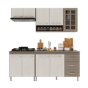 Ver imagem 2 de Armário de Cozinha Modulada Compacta Fidelitá Paris 4 Peças 190cm 9 Portas 3 Gavetas com Tampo