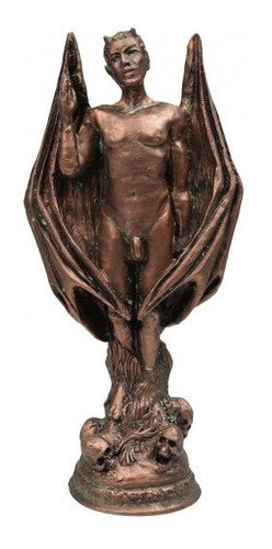 Imagem Lucifer Pintado Cobreado Escultura Resina Estatua 25 Cm - 1