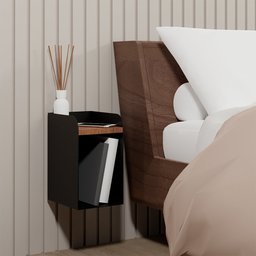 Mesa de Cabeceira Suspensa Preta em Aço Linha Home Padrão Morphi Design 20cm - 1