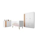 Ver imagem 2 de Quarto de Bebê Completo 3 Peças com Berço, Guarda-Roupa e Cômoda 100% MDF Ayla Branco