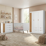 Quarto de Bebê Completo 3 Peças com Berço, Guarda-Roupa e Cômoda 100% MDF Ayla Branco - 1