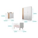 Ver imagem 3 de Quarto de Bebê Completo 3 Peças com Berço, Guarda-Roupa e Cômoda 100% MDF Ayla Branco