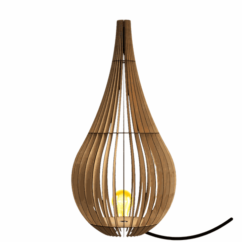 Abajur Grande de Chão CAPADÓCIA MDF Luminária -:Marrom/90x40cm