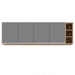 Armário Aéreo Nevada com Nicho 180cm 4 Portas Castanho/Cinza - Lumil Lumil Móveis - 7